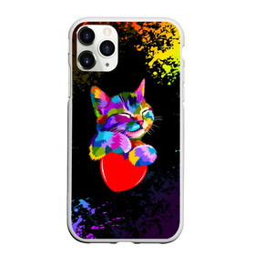 Чехол для iPhone 11 Pro матовый с принтом РАДУЖНЫЙ КОТИК / RAINBOW KITTY в Рязани, Силикон |  | heart | kitty | like | low poly | rainbow | животные | звери | котик | лайк | радуга | радужный котик | сердечко | цветные