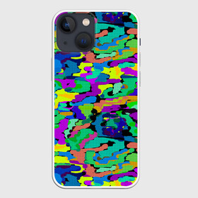 Чехол для iPhone 13 mini с принтом Камуфляж в ярких тонах в Рязани,  |  | абстрактный | военный | камуфляж | клетчатый | мужской | неоновый | сетчатый | спортивный