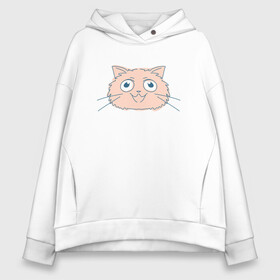 Женское худи Oversize хлопок с принтом Cute Cat в Рязани, френч-терри — 70% хлопок, 30% полиэстер. Мягкий теплый начес внутри —100% хлопок | боковые карманы, эластичные манжеты и нижняя кромка, капюшон на магнитной кнопке | animal | cat | cute | kitty | meow | друг | животные | киска | кися | китти | кот | котенок | котик | котэ | кошечка | кошка | мур | мяу | питомец