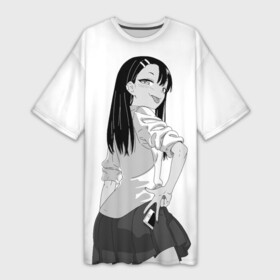 Платье-футболка 3D с принтом Нагаторо показывает язычок в Рязани,  |  | аниме | нагаторо | садистка | ученица | хаясэ | школьница