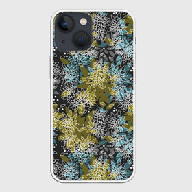 Чехол для iPhone 13 mini с принтом Черно оливковый цветочный в Рязани,  |  | абстрактный | детский | молодежный | популярный | современный | текстура | узор | цветочный