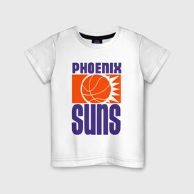 Детская футболка хлопок с принтом Phoenix Suns в Рязани, 100% хлопок | круглый вырез горловины, полуприлегающий силуэт, длина до линии бедер | Тематика изображения на принте: basketball | mvp | nba | phoenix | sport | streetball | suns | аризона | баскетбол | игра | крис пол | мяч | нба | санс | спорт | стритбол | тренер | финикс | чемпион