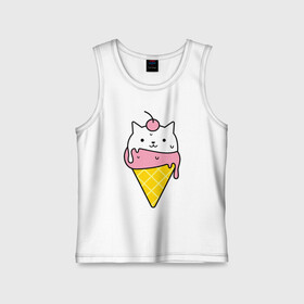 Детская майка хлопок с принтом Ice Cream Cat в Рязани,  |  | animal | cat | cute | ice cream | kitty | meow | друг | животные | киска | кися | китти | кот | котенок | котик | котэ | кошечка | кошка | мороженое | мур | мяу | питомец