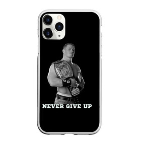 Чехол для iPhone 11 Pro матовый с принтом Never give up в Рязани, Силикон |  | Тематика изображения на принте: джон сина | знаменитость | никогда не сдавайся | пояс | рестлинг | черно белый