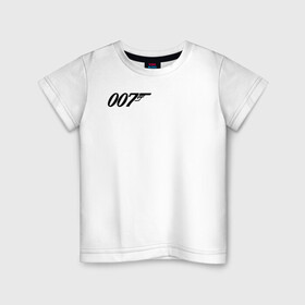 Детская футболка хлопок с принтом 007 лого в Рязани, 100% хлопок | круглый вырез горловины, полуприлегающий силуэт, длина до линии бедер | 007 | bond | james bond | no time to die | бонд | джеймс бонд | кино | не время умирать