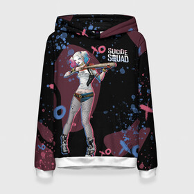 Женская толстовка 3D с принтом Art Harley Quinn SS 2016 в Рязани, 100% полиэстер  | двухслойный капюшон со шнурком для регулировки, мягкие манжеты на рукавах и по низу толстовки, спереди карман-кенгуру с мягким внутренним слоем. | dc | dc comics | harley | harley quinn | suicide squad | suicide squad 2016 | диси | киновселенная диси | харли | харли квинн | харлин