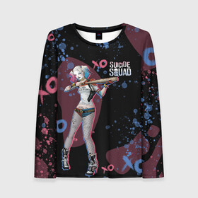 Женский лонгслив 3D с принтом Art Harley Quinn SS 2016 в Рязани, 100% полиэстер | длинные рукава, круглый вырез горловины, полуприлегающий силуэт | dc | dc comics | harley | harley quinn | suicide squad | suicide squad 2016 | диси | киновселенная диси | харли | харли квинн | харлин