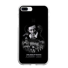 Чехол для iPhone 7Plus/8 Plus матовый с принтом JOHNNY CASH в Рязани, Силикон | Область печати: задняя сторона чехла, без боковых панелей | black | blues | cash | dark | guitar | johnny | man | rock | usa | блюз | гитара | джони | джонни | кэш | музыка | разное | рок | сша | человек | черный