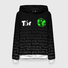 Женская толстовка 3D с принтом ТОР / TOR PROJECT BROWSER в Рязани, 100% полиэстер  | двухслойный капюшон со шнурком для регулировки, мягкие манжеты на рукавах и по низу толстовки, спереди карман-кенгуру с мягким внутренним слоем. | tor browser | torproject | анонимность | анонимный браузер | взлом | даркнет | зеркала | луковица | тор браузер | хакер | черный интернет.