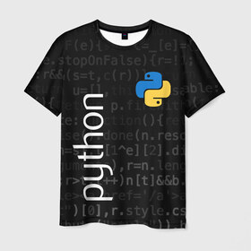 Мужская футболка 3D с принтом PYTHON / ПАЙТОН в Рязани, 100% полиэфир | прямой крой, круглый вырез горловины, длина до линии бедер | big data | hacker | it | python | айти | база данных | взлом | искусственный интелект. | кодер | нейросети | пайтон | питон | прогер | программирование | программист | разработчик | хакер | языки программирования