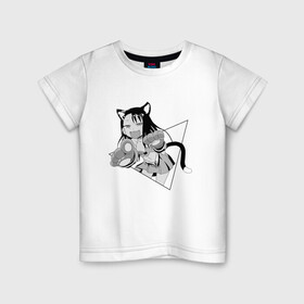 Детская футболка хлопок с принтом Нагаторо-сан кошечка в Рязани, 100% хлопок | круглый вырез горловины, полуприлегающий силуэт, длина до линии бедер | аниме | кошка | нагаторо | неко | садистка | ученица | хаясэ | школьница