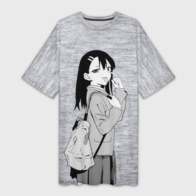 Платье-футболка 3D с принтом Нагаторо сан с рюкзаком в Рязани,  |  | аниме | нагаторо | садистка | ученица | хаясэ | школьница