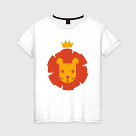 Женская футболка хлопок с принтом King Lion в Рязани, 100% хлопок | прямой крой, круглый вырез горловины, длина до линии бедер, слегка спущенное плечо | animal | cat | lion | африка | животные | зверь | кот | кошка | лев | львенок | львица | тигр | хищник | царь