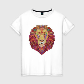 Женская футболка хлопок с принтом Lion Puzzle в Рязани, 100% хлопок | прямой крой, круглый вырез горловины, длина до линии бедер, слегка спущенное плечо | animal | cat | lion | африка | животные | зверь | кот | кошка | лев | львенок | львица | тигр | хищник | царь