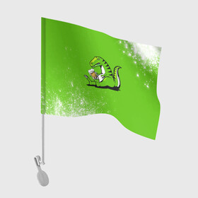 Флаг для автомобиля с принтом Пивозавр - Краска в Рязани, 100% полиэстер | Размер: 30*21 см | dinosaur | pivo | pivozavr | взрыв | динозавр | краска | прикол