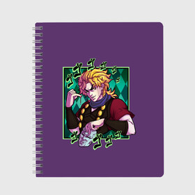 Тетрадь с принтом Dio Brando. JoJo в Рязани, 100% бумага | 48 листов, плотность листов — 60 г/м2, плотность картонной обложки — 250 г/м2. Листы скреплены сбоку удобной пружинной спиралью. Уголки страниц и обложки скругленные. Цвет линий — светло-серый
 | adventure | bizarre | brando | dio | jo | joestar | joseph | josuke | jotaro | kujo | lisa | speedwagon | the | world | абдул | брандо | бруно | джо | джозеф | джолин | джонатан | джорно | джоске | джостар | джотаро | дио | какёин | куджо | лиза | невероя