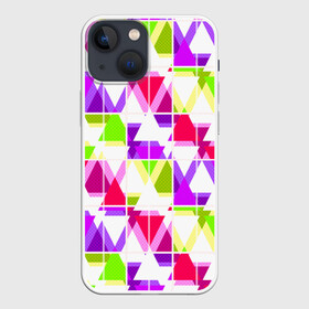 Чехол для iPhone 13 mini с принтом Абстрактный яркий узор в Рязани,  |  | абстрактный | геометрические фигуры | детский | зеленый | клетчатый узор | летний | популярный | розовый | сиреневый | современный | треугольники