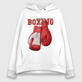 Женское худи Oversize хлопок с принтом BOXING в Рязани, френч-терри — 70% хлопок, 30% полиэстер. Мягкий теплый начес внутри —100% хлопок | боковые карманы, эластичные манжеты и нижняя кромка, капюшон на магнитной кнопке | box | boxing | fighter | figt | mma | national | sport | team | боец | бои | бокс | боксер | единоборства | перчатки | сборная | спорт