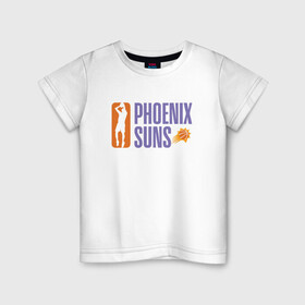 Детская футболка хлопок с принтом NBA - Suns в Рязани, 100% хлопок | круглый вырез горловины, полуприлегающий силуэт, длина до линии бедер | Тематика изображения на принте: basketball | mvp | nba | phoenix | sport | streetball | suns | аризона | баскетбол | игра | крис пол | мяч | нба | санс | спорт | стритбол | тренер | финикс | чемпион