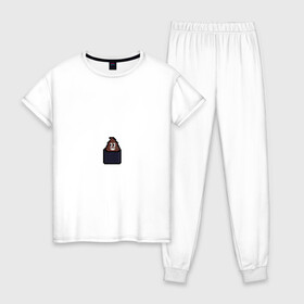 Женская пижама хлопок с принтом Смешная какашка в Рязани, 100% хлопок | брюки и футболка прямого кроя, без карманов, на брюках мягкая резинка на поясе и по низу штанин | art | pixel | pixelart | милаха | пиксели | пиксель | пиксельарт