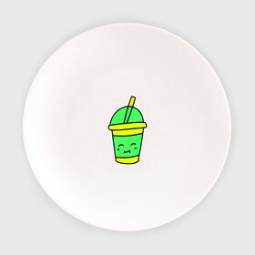Тарелка с принтом Кофейно молочный Коктейль в Рязани, фарфор | диаметр - 210 мм
диаметр для нанесения принта - 120 мм | Тематика изображения на принте: коктейль | минимализм. | молодежный | настроение | позитив | рисунок | смайлик