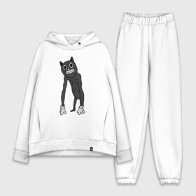 Женский костюм хлопок Oversize с принтом Cartoon Cat   Мультяшный кот в Рязани,  |  | angry cat | cartoon cat | cat | crazy | horror | kitty | monster | siren head | sirenhead | безумный | злой кот | картун кет | картун кэт | котик | кошак | монстр | мультяшный кот | сирен хеад | сиреноголовый | улыбка | хоррор