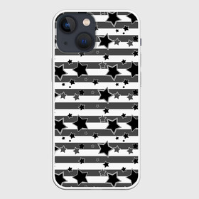Чехол для iPhone 13 mini с принтом Черно белый полосатый узор в Рязани,  |  | звезды | молодежный | мужской | популярный | серый | современный | черный и белый