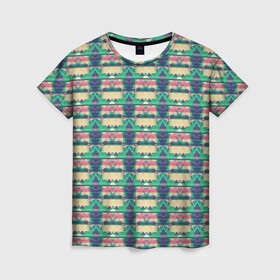 Женская футболка 3D с принтом Геометрический глитч в Рязани, 100% полиэфир ( синтетическое хлопкоподобное полотно) | прямой крой, круглый вырез горловины, длина до линии бедер | glitch | абстракция | геометрия | паттерн | узор