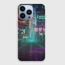 Чехол для iPhone 13 Pro с принтом Neon Tokyo в Рязани,  |  | anime | cyber | cyberpunk | japan | japanese | neon | retro | retro wave | road | street | tokyo | wave | аниме | дорога | иероглифы | кибер | киберпанк | неон | неоновый | ночной токио | ночь | ретро | свет | токио | улица | уличный | эстетика