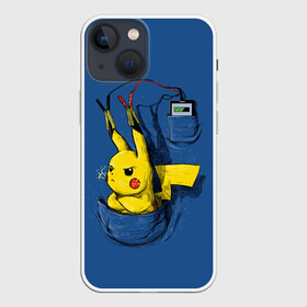Чехол для iPhone 13 mini с принтом Пикачу   зарядка в Рязани,  |  | anime | pikachu | pokemon | poket monster | poketmon | аниме | анимэ | карманные монстры | пикачу | покемон