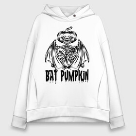 Женское худи Oversize хлопок с принтом Bat pumpkin в Рязани, френч-терри — 70% хлопок, 30% полиэстер. Мягкий теплый начес внутри —100% хлопок | боковые карманы, эластичные манжеты и нижняя кромка, капюшон на магнитной кнопке | bat | halloween | holiday | hype | jaw | muzzle | pumpkin | wings | крылья | летучая мышь | пасть | праздник | хайп | хэллоуин