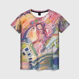 Женская футболка 3D с принтом MULT в Рязани, 100% полиэфир ( синтетическое хлопкоподобное полотно) | прямой крой, круглый вырез горловины, длина до линии бедер | абстракция | молодежный | пестрый | цветной | яркий