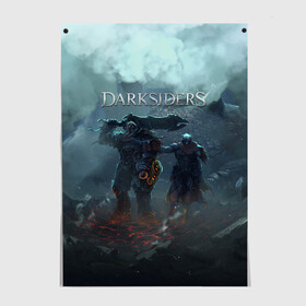 Постер с принтом Darksiders | Гнев Войны (Z) в Рязани, 100% бумага
 | бумага, плотность 150 мг. Матовая, но за счет высокого коэффициента гладкости имеет небольшой блеск и дает на свету блики, но в отличии от глянцевой бумаги не покрыта лаком | azrael | darksiders | darksiders 2 | darksiders 3 | griever | silitha | tiamat | ulthane | vulgrim | wrath of war | всадник апокалипсиса | гнев войны | обугленный совет | руина | ультэйн | чёрный молот