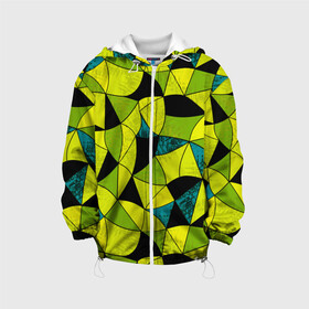 Детская куртка 3D с принтом Гранжевый яркий зеленый  в Рязани, 100% полиэстер | застежка — молния, подол и капюшон оформлены резинкой с фиксаторами, по бокам — два кармана без застежек, один потайной карман на груди, плотность верхнего слоя — 90 г/м2; плотность флисового подклада — 260 г/м2 | абстрактный | гранжевая текстура | зеленый | летний | молодежный | современный | ярко желтый