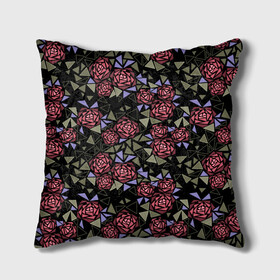 Подушка 3D с принтом Цветочная мозаика  в Рязани, наволочка – 100% полиэстер, наполнитель – холлофайбер (легкий наполнитель, не вызывает аллергию). | состоит из подушки и наволочки. Наволочка на молнии, легко снимается для стирки | абстрактные цветы | абстрактный | геометрический | коричневый | оливковый | розовый | цветочный