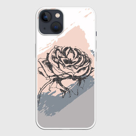 Чехол для iPhone 13 с принтом Абстракция с розой в Рязани,  |  | абстракция | гранж | графика | графический | пастель | пастельная | роза | цветок | цветочный