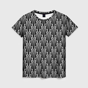 Женская футболка 3D с принтом Узор Арт деко  в Рязани, 100% полиэфир ( синтетическое хлопкоподобное полотно) | прямой крой, круглый вырез горловины, длина до линии бедер | абстрактный | арт деко | геометрический | деко | модный | популярный | современный | черно белый