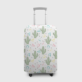Чехол для чемодана 3D с принтом Кактусы  в Рязани, 86% полиэфир, 14% спандекс | двустороннее нанесение принта, прорези для ручек и колес | абстрактный | кактус | мексиканский узор | модный | популярный | экзотический