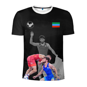 Мужская футболка 3D спортивная с принтом Dagestan wrestling (Uguev) в Рязани, 100% полиэстер с улучшенными характеристиками | приталенный силуэт, круглая горловина, широкие плечи, сужается к линии бедра | dagestan | freestyle | team | uguev | wrestling | борьба | вольная | дагестан | завур | заур | кавказ | олимпийский | республика | сборная | угуев | федерация | хасавюрт | чемпион