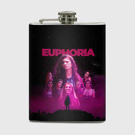 Фляга с принтом Euphoria team в Рязани, металлический корпус | емкость 0,22 л, размер 125 х 94 мм. Виниловая наклейка запечатывается полностью | euphoria | serial | джулс | зендея | ру беннетт | сериал | сериалы | хантер шефер | эйфория