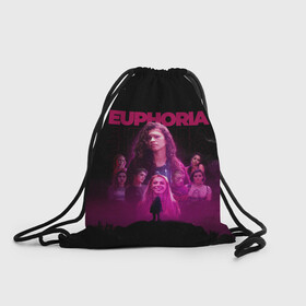 Рюкзак-мешок 3D с принтом Euphoria team в Рязани, 100% полиэстер | плотность ткани — 200 г/м2, размер — 35 х 45 см; лямки — толстые шнурки, застежка на шнуровке, без карманов и подкладки | euphoria | serial | джулс | зендея | ру беннетт | сериал | сериалы | хантер шефер | эйфория