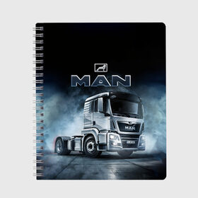 Тетрадь с принтом Man фура в Рязани, 100% бумага | 48 листов, плотность листов — 60 г/м2, плотность картонной обложки — 250 г/м2. Листы скреплены сбоку удобной пружинной спиралью. Уголки страниц и обложки скругленные. Цвет линий — светло-серый
 | man | man truck | man грузовик | truck | trucks | грузовик | грузовики | дальнобои | дальнобой | дальнобойщик | мен | мен грузовик | фура | фуры