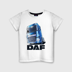 Детская футболка хлопок с принтом Daf Truck в Рязани, 100% хлопок | круглый вырез горловины, полуприлегающий силуэт, длина до линии бедер | Тематика изображения на принте: truck | trucks | грузовик | грузовики | дальнобои | дальнобой | дальнобойщик | фура | фуры