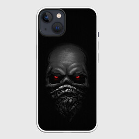 Чехол для iPhone 13 с принтом ВЗГЛЯД ИЗ ТЕМНОТЫ, в Рязани,  |  | балаклава | взгляд | глаза | зомби | маска | мертвец | минимализм | темнота | череп