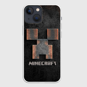 Чехол для iPhone 13 mini с принтом MINECRAFT TEXTURE IRON в Рязани,  |  | creeper | game | minecraft | железо | игра | компьютерная | крипер | криппер | майн | майнкрафт | текстура