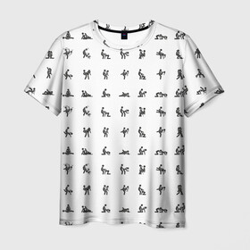 Мужская футболка 3D с принтом Камасутра в Рязани, 100% полиэфир | прямой крой, круглый вырез горловины, длина до линии бедер | love | любовь | пара | позы