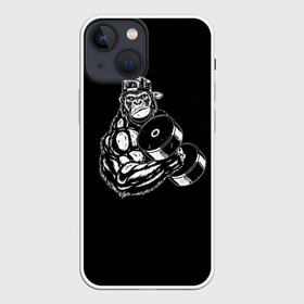 Чехол для iPhone 13 mini с принтом Ironmonkey в Рязани,  |  | fitness | gorilla | gym | monkey | power | sport | strength | горилла | качалка | мощь | сила | спорт | фитнес