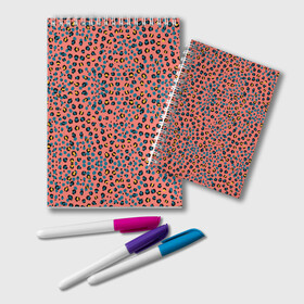Блокнот с принтом Леопардовый принт на розовом в Рязани, 100% бумага | 48 листов, плотность листов — 60 г/м2, плотность картонной обложки — 250 г/м2. Листы скреплены удобной пружинной спиралью. Цвет линий — светло-серый
 | Тематика изображения на принте: абстракция | африканский | леопардовые пятна | леопардовый принт | розовый | сафари
