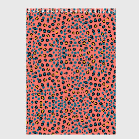 Скетчбук с принтом Леопардовый принт на розовом в Рязани, 100% бумага
 | 48 листов, плотность листов — 100 г/м2, плотность картонной обложки — 250 г/м2. Листы скреплены сверху удобной пружинной спиралью | Тематика изображения на принте: абстракция | африканский | леопардовые пятна | леопардовый принт | розовый | сафари