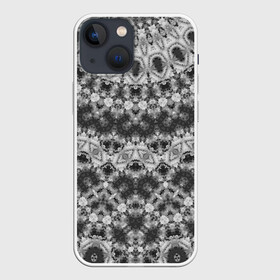 Чехол для iPhone 13 mini с принтом Черно белый круглый узор в Рязани,  |  | калейдоскоп | мозаика | орнамент | серый | темный | черно белый | этнический